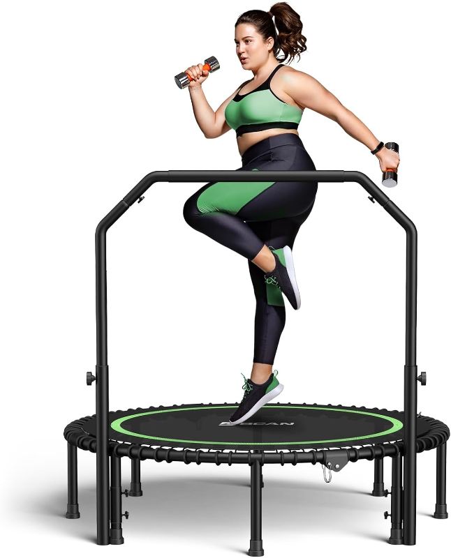 Photo 1 of BCAN 450/550 LBS Foldable Mini Trampoline, 40"/48" Fitness Trampoline with Bungees, U Shape Adjustable Foam Handle, Stable & Quiet Exercise Rebounder for Adults Indoor/Outdoor Workout