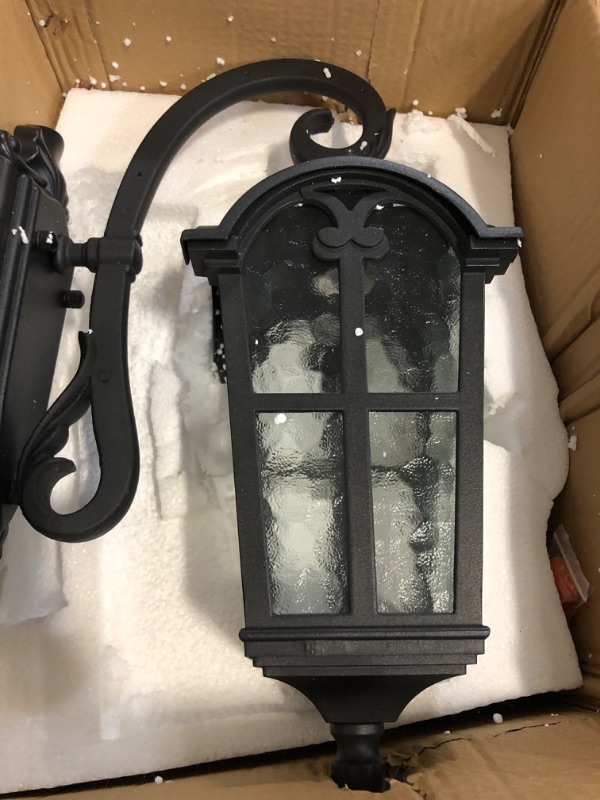 Photo 1 of YUBOLE Outdoor Light Fixtures Weather Resistant Outdoor Wall Lights for House Porch Gararge Hallway with Hammered Glass, Matte Black