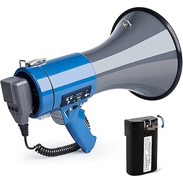 Photo 1 of 50 Watt Megaphone Bullhorn with Detachable Microphone, 240s Recording and Siren - Perfect for Indoor/Outdoor Sporting Events and Crowd Control