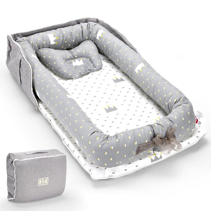 Photo 1 of **Different Pattern Than Picture**Infant Lounger, Baby Nest for Newborns, Portable Breathable Baby Lounger Pillow Adjustable U-Shaped Safety Bumper for Cozy Comfort
