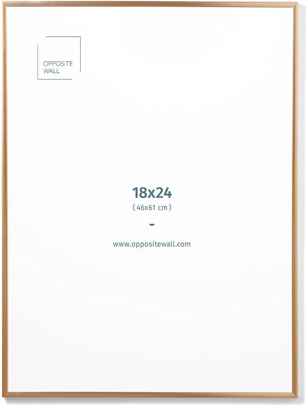 Photo 1 of Opposite Wall Aluminium Metal Picture Frame, 18x24 in. | 46x61 cm Gold Sleek Matte, Lightweight, Shatterproof and Durable, Perfectly Crafted for Picture, Poster, Photo and Collage Displays
