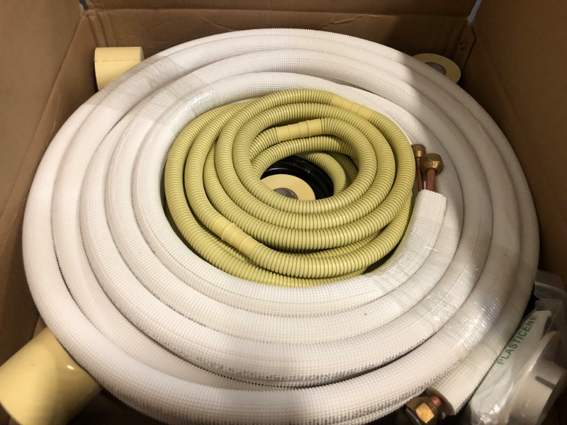 Photo 1 of 33 Ft Mini Split Line Set,Air Conditioning Copper Tubing Pipe Extension,1/4" & 3/8" 3/8" PE Thickened for AC and Heating Equipment Insulated with Nuts. (1/4+3/8)