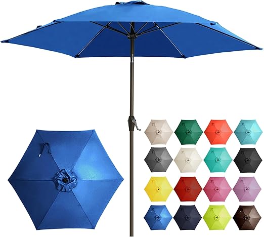 Photo 1 of Ayge 7.5FT Large Outdoor Patio Umbrella Market Table Umbrella-UV Resistant, Easy Push Button Tilt and Crank, 6 Sturdy Fiberglass Ribs Heavy-Duty Pool Umbrella for Deck, Backyard,Garden, Yard