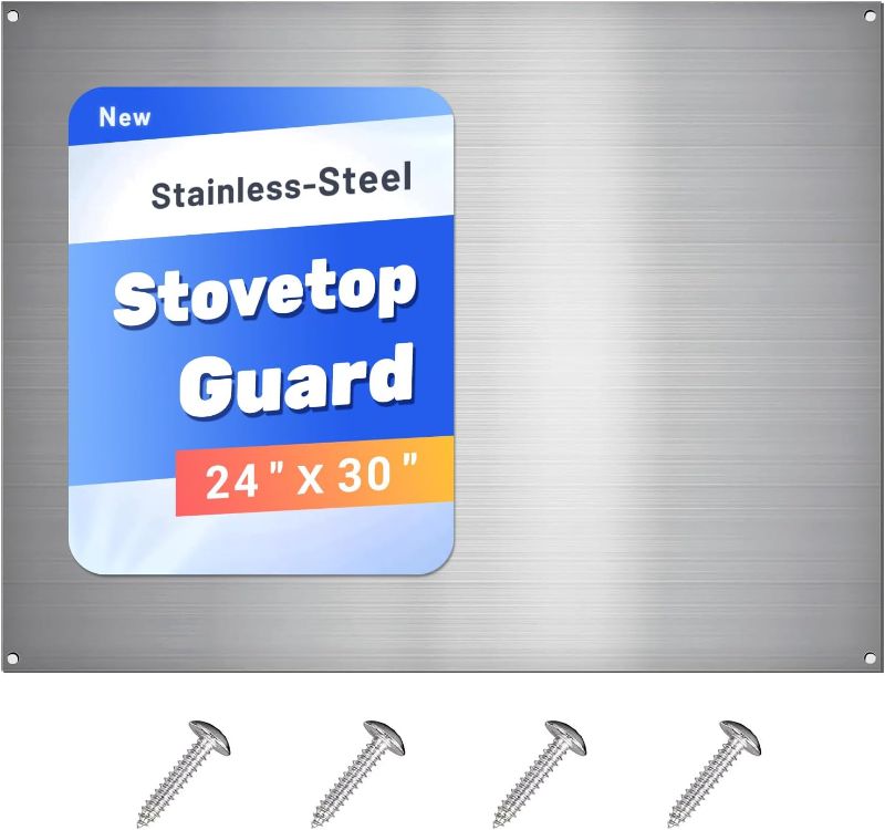 Photo 1 of Stainless Steel Backsplash for Stove 24"x30" Stove Backsplash Protector for Wall Metal Range Splash for Kitchen Wall with Screw Included