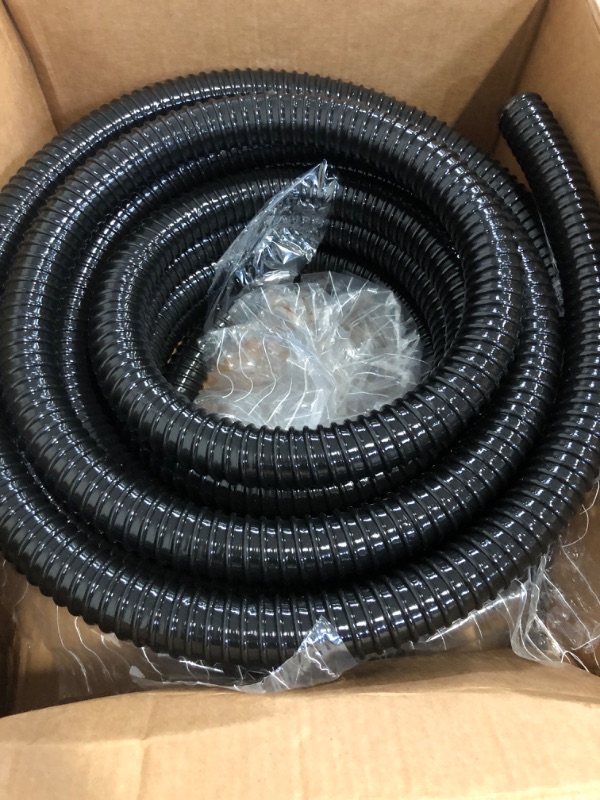 Photo 1 of 1 Inch Pond Tubing, 1" ID Corrugated Water Pipe, 20 Feet Length Flexible PVC Hose Pipe with Pipe Fittings, Aquarium, Pond Waterfall, Garden Pond Pump Drainage Tube Black