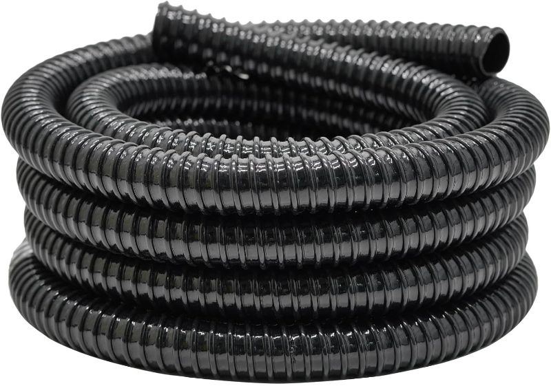 Photo 1 of 1 Inch Pond Tubing, 1" ID Corrugated Water Pipe, 20 Feet Length Flexible PVC Hose Pipe with Pipe Fittings, Aquarium, Pond Waterfall, Garden Pond Pump Drainage Tube Black