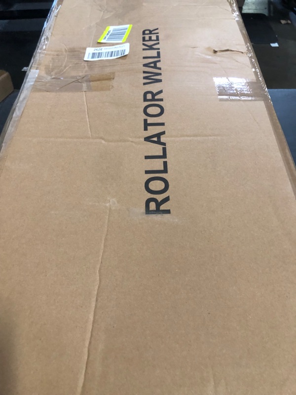 Photo 1 of Rollator Walkers for Seniors with Seat, Foldable Walkers for Seniors, 8" All-Terrain Wheels, 18" Big Seat, 6-Level Adjustable Height Rolling Walker, 350 lb, Walker for Seniors & Adults (Sliver)