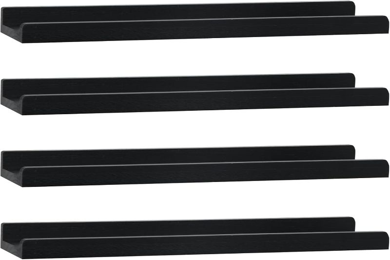 Photo 1 of Missing One Long Floating Shelves With Lip,Picture Ledge Shelves Set of 4,Rustic Photo Frames Storage Display Shelves Wall Mounted for Living Room Bedroom Kitchen Kids Nursery,Home Decor