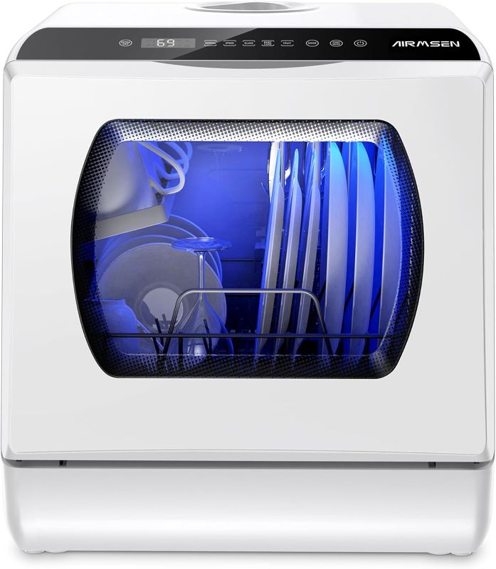 Photo 1 of AIRMSEN Portable Countertop Dishwashers, 5 Washing Programs Mini Dishwashers with 5 L Built-in Water Tank and Double-layered Glass Door, No Hookup Needed for Home, Apartments & RVs