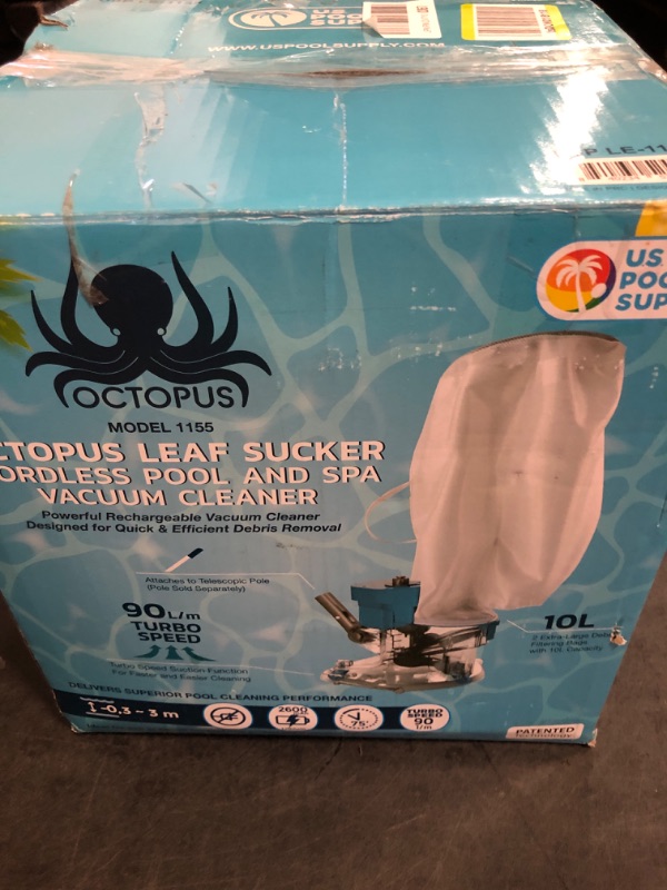 Photo 1 of U.S. Pool Supply Manual Pool Vacuum for Inground Pools, Above Ground - Leaf Vacuum Cordless with Bag, Rechargeable Handheld Cleaner, Powerful Suction Skimmer Leaves Sand, Debris, 2 XL Leaf Filter Bags