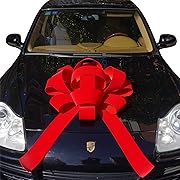 Photo 1 of 30" Giant Car Bow | 30" Red Velvet Car Bow - Big Car Bow with Non Scratch Magnet Base, Weather Resistant and Waterproof Vinyl Magnetic Car Bow (1 Pack)