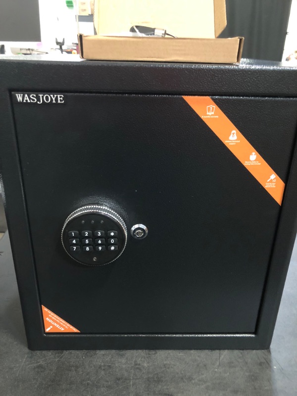 Photo 1 of WASJOYE Cabinet Home Safe Box - Security coffre fort with Digital Keypad Safety Key Lock, Security Safe Box for Home Business Office Hotel Money Document Jewelry Passport Storage 2.0 Cubic Feet