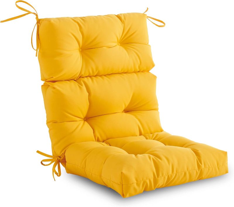 Photo 1 of Outdoor/Indoor High Back Chair Cushion - Waterproof All-Weather Stuffed High Rebound Foam Adirondack Seat/Back Cushion for Outdoor Furniture, Yellow