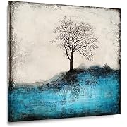 Photo 1 of GALLERIEDECO Tree Of Life Canvas Wall Art - Black Teal and White Paintings with Textured - Abstract Landscape Artwork for Living Room Bedroom Bathroom Decor