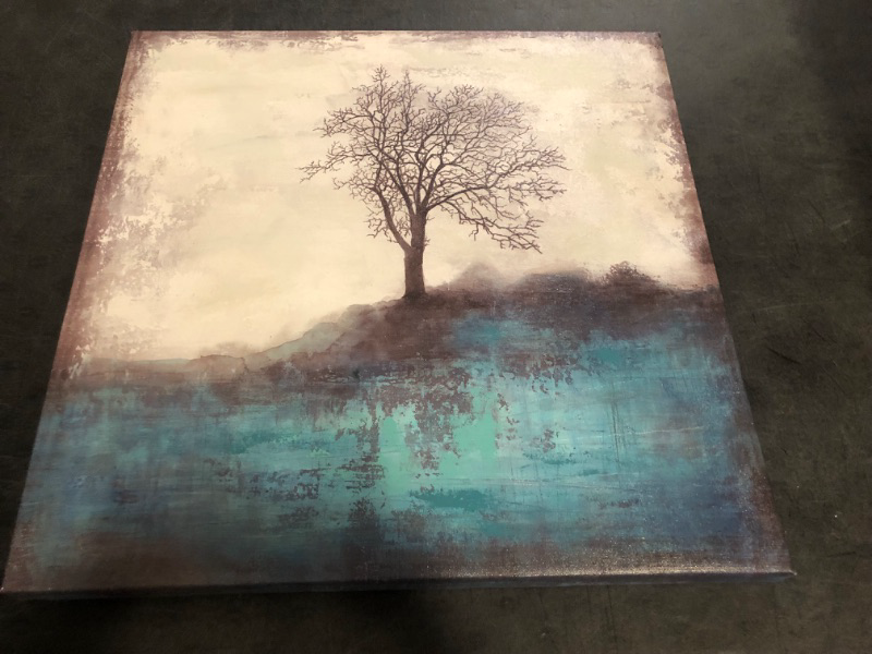 Photo 1 of GALLERIEDECO Tree Of Life Canvas Wall Art - Black Teal and White Paintings with Textured - Abstract Landscape Artwork for Living Room Bedroom Bathroom Decor