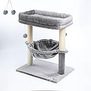 Photo 1 of 24-inch Cat Tree for Indoor Cats & Kittens – Multi-Level Cat Tower with Hammock & Scratching Post – Sturdy Perch for Large Cats – Space-Saving Small Cat Bed – Light Gray