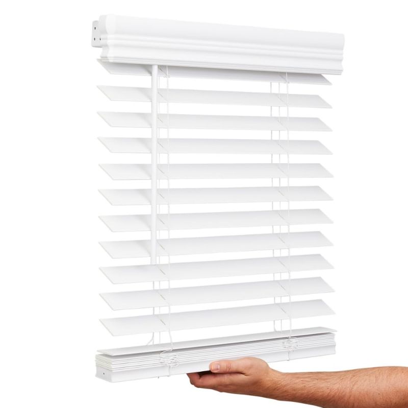 Photo 1 of Lotus & Windoware Cordless, 2 Inch Faux Wood Blind, 34" Wide x 36" Long, Window Blinds, Blinds & Shades, Blinds for Indoor Windows, Embossed, Bright White