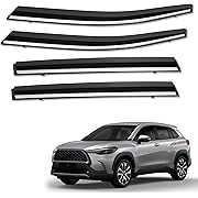 Photo 1 of Tape-On Side Window Visor Deflector Rain Guards Compatible with Toyota Corolla Cross 2020-2024, with Bright Strip and Made of Polycarbonate Material, Black 4Pcs