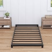 Photo 1 of 4 Inch Twin Bed Frames Low Profile, Twin Platform Bed Frame No Box Spring Needed, Heavy Duty Metal, Easy Assembly, Black