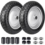 Photo 1 of 4.80/4.00-8 Tire, 14.5" Flat Free Wheelbarrow Tire and Wheel, 5/8" 3/4" Bearings Solid Replacement Tires, 3" -7" Centered Hub, Universal Fit 4.80/4.00-8, 3.50/3.00-8, 4.00-6, 2 Pack