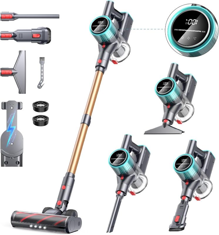 Photo 1 of Cordless Vacuum Cleaner, 45Kpa 550W Vacuum Cleaners for Home, 60 Mins Stick Vacuum Cordless Rechargeable, Self-Standing, Wall Mount Charging Household Vacuum Cleaner for Carpet Pet Hair Hardwood Floor