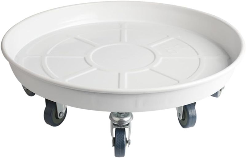 Photo 1 of Plant Caddy with Wheels, Heavy Duty Plant Stand with Universal Wheels, Round Pot Trolley for Indoor Outdoor,18inch White
