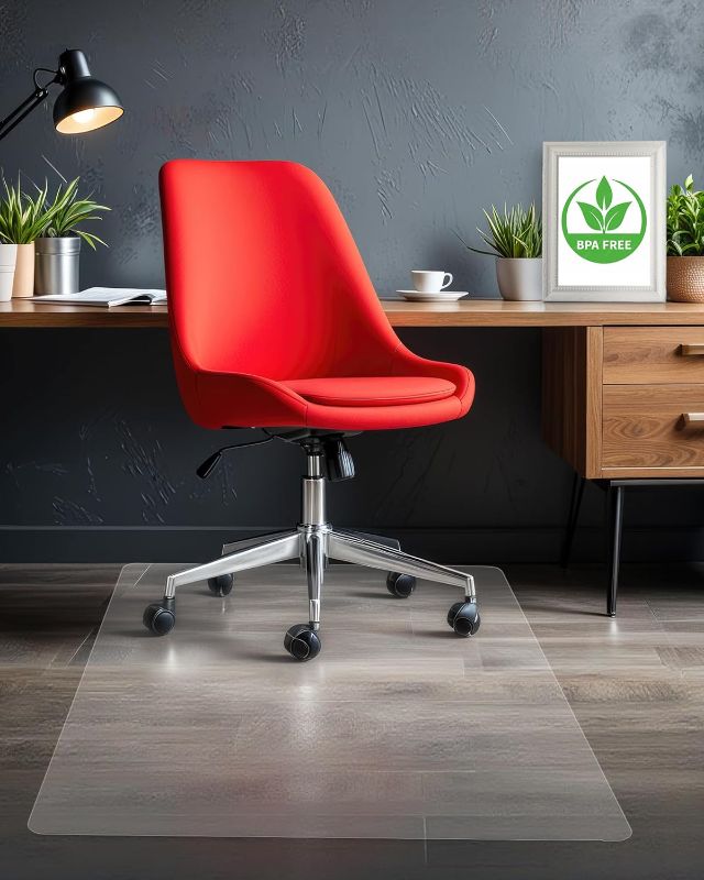 Photo 1 of 36"x48" Office Chair Mat for Hardwood Floor - Clear Desk Chair Mat, Non-Slip Floor Protector for Rolling Chairs, Rectangular Shape Compatible for Office and Gaming Chairs for Wood, Tile & Hard Floors