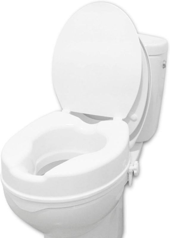 Photo 1 of PEPE Mobility - Raised Toilet Seat for Seniors 4 inch (Fits Round and Elongated up to 15"), Lid - Handicap Riser
