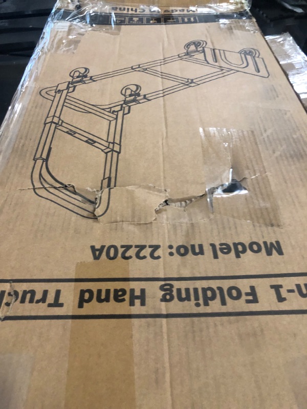 Photo 1 of 2-in-1 Folding Hand Truck – 330LB Heavy-Duty Dolly Cart with 2 Swivel Wheels with Brakes, 2 Large Rubber Wheels, Retractable Handle, Includes 2 Bungee Cords for Moving, Shopping, Office Use 