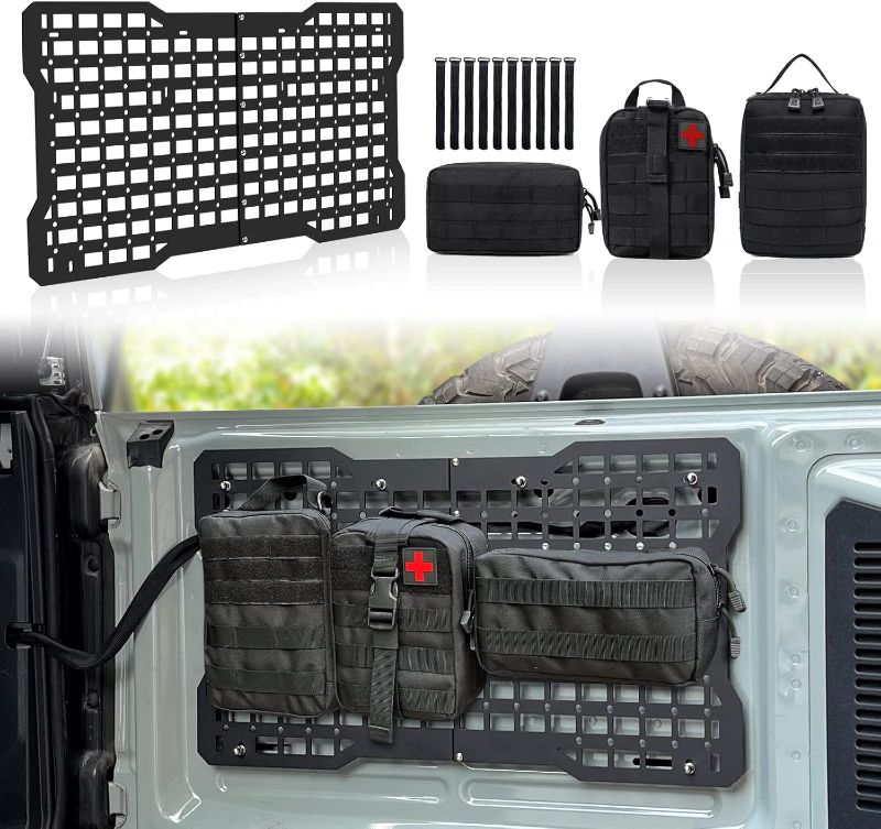 Photo 1 of MAIKER OFF ROAD Tailgate Storage Panel Tailgate Molle Panel Steel Cargo Shelf Storage Luggage Holder Carrier with 3 Storage Bags for Ford Bronco Accessories 2021 2022 2023 2/4 Doors