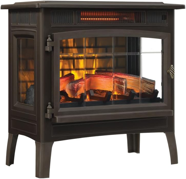 Photo 1 of Duraflame Freestanding Electric Fireplace Stove Heater with 3D Flame Effect for 1,000 Sq. Ft, Bronze