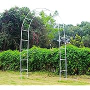 Photo 1 of 7.9 Ft H x 4.6 Ft W White Metal Pergola Arbor for Various Climbing Plant Wedding Garden Arch Bridal Party Decoration Wide Arbor