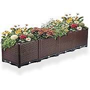 Photo 1 of 63x15x12.6in Garden Beds Outdoor, Polypropylene Planter Boxes Outdoor for Vegetables, Flowers, Herbs, Garden Box with Drain Outlet, Heat and Frost Resistance Planters, 440lb Capacity
