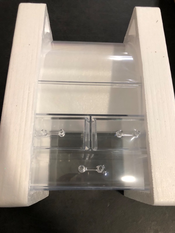Photo 1 of Large Acrylic Makeup Organizer With Lid Portable Dustproof And Waterproof Cosmetic Storage Drawers Box For Women (Clear, 12.5in x 9.5in x 6.3in)