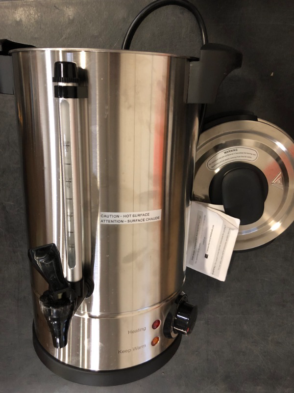 Photo 1 of Coffee Urn 50 Cup 8L Large Coffee Maker Double Wall Insulation Stainless Steel Commercial Hot Water Urn, with Temperature Control for Catering, Offices, Parties, Churches, No Paper Filter Needed, 950W