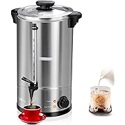 Photo 1 of Coffee Urn 50 Cup 8L Large Coffee Maker Double Wall Insulation Stainless Steel Commercial Hot Water Urn, with Temperature Control for Catering, Offices, Parties, Churches, No Paper Filter Needed, 950W