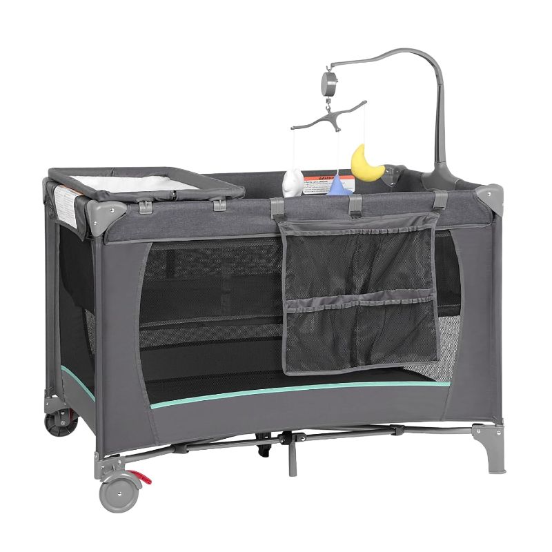 Photo 1 of Pack and Play, Baby Bassinet Bedside Sleeper with Diaper Changer, Baby Playard, Baby Travel Playpen, Portable Baby Crib with Carry Bag, Easy to Install