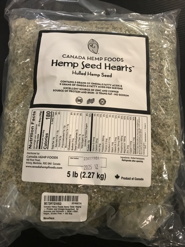 Photo 2 of Canada  Foods Hemp Seed Hearts - Protein and Omega Superfood, for Humans and Animals - NON-GMO, Vegan, Gluten Free - 5lb Bag