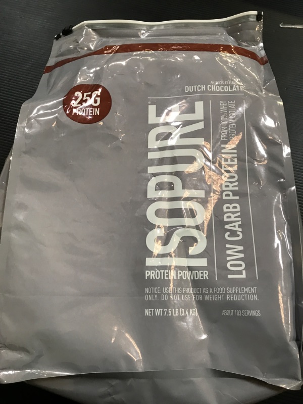 Photo 1 of Isopure Protein Powder, Low Carb Whey Isolate, Gluten Free, Lactose Free, 25g Protein, Keto Friendly, Dutch Chocolate, 103 Servings, 7.5 Pound (Packaging May Vary)