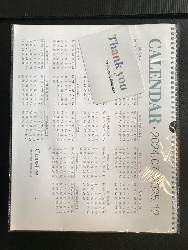 Photo 1 of GuassLee Wall Calendar 2024, 2024-2025 Calendar Wall Runs from July. 2024 to Dec. 2025, 18-Month Hanging Calendar Spiral Bound for Office School Home Planning and Organizing, 14” x 11”
