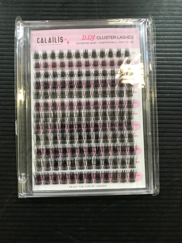 Photo 2 of CALAILIS Cluster Lashes, 144Pcs D Curl Lash Clusters DIY Lash Extensions Mega Volume Eyelash Clusters Reusable Wispy Individual Lashes Super Thin Band and Soft (HD19, D-10-16MIX)