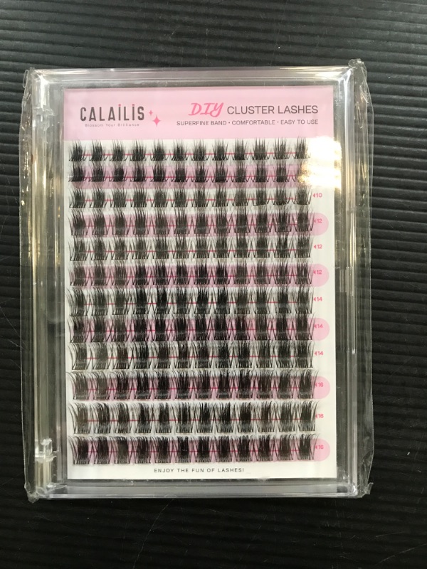 Photo 2 of CALAILIS Cluster Lashes, 144Pcs D Curl Lash Clusters DIY Lash Extensions Mega Volume Eyelash Clusters Reusable Wispy Individual Lashes Super Thin Band and Soft (HD19, D-10-16MIX)