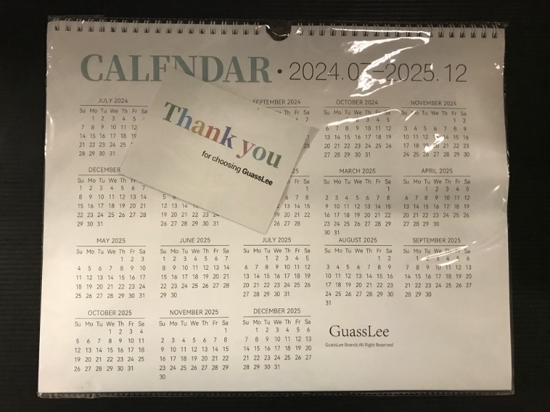 Photo 2 of GuassLee Wall Calendar 2024, 2024-2025 Calendar Wall Runs from July. 2024 to Dec. 2025, 18-Month Hanging Calendar Spiral Bound for Office School Home Planning and Organizing, 14” x 11”