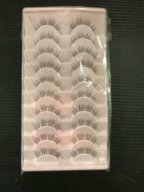 Photo 2 of 10 Pairs Lashes False Eyelashes Wispy Natural Mink Lashes Fake Eye Lashes Clear Lash Band Fake Eyelashes Pack