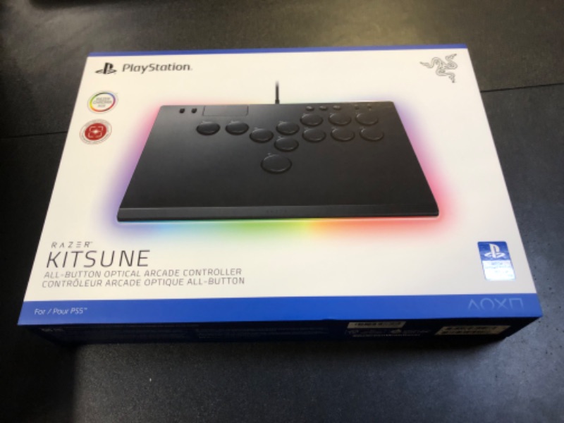 Photo 5 of Razer Kitsune All-Button Arcade Controller: For PS5 / PlayStation 5 & PC - Low-Profile Optical Switches - Slim Form Factor - Removable Top Plate - Chroma RGB Lighting - USB Type C - Black