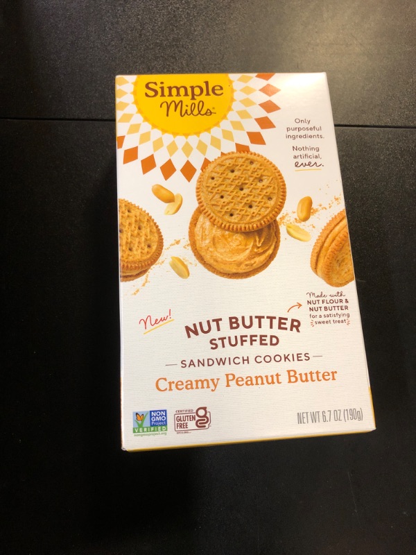 Photo 3 of Simple Mills Creamy Peanut Butter Sandwich Cookies - Gluten Free, Vegan, Healthy Snacks, 6.7 Ounce (Pack of 1) (BB 13NOV24)