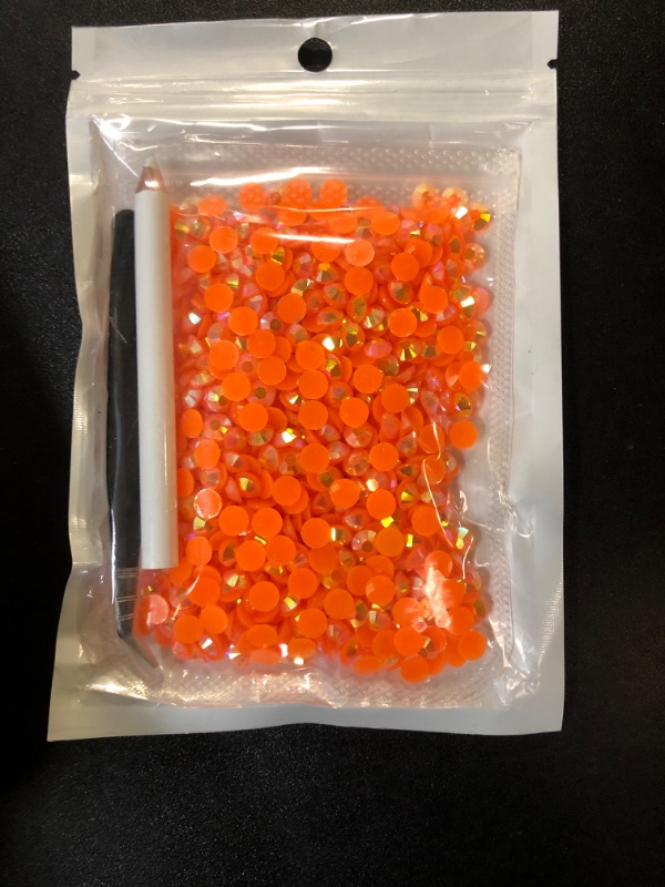 Photo 2 of RODAKY 1000Pcs Resin Rhinestones?6MM Orange AB Round Flatback Jelly Rhinestones for Crafts DIY Crystal Gems Shiny Diamond for Nails Design Rhinestones Bulk Tumblers Face Makeup Clothes Shoes