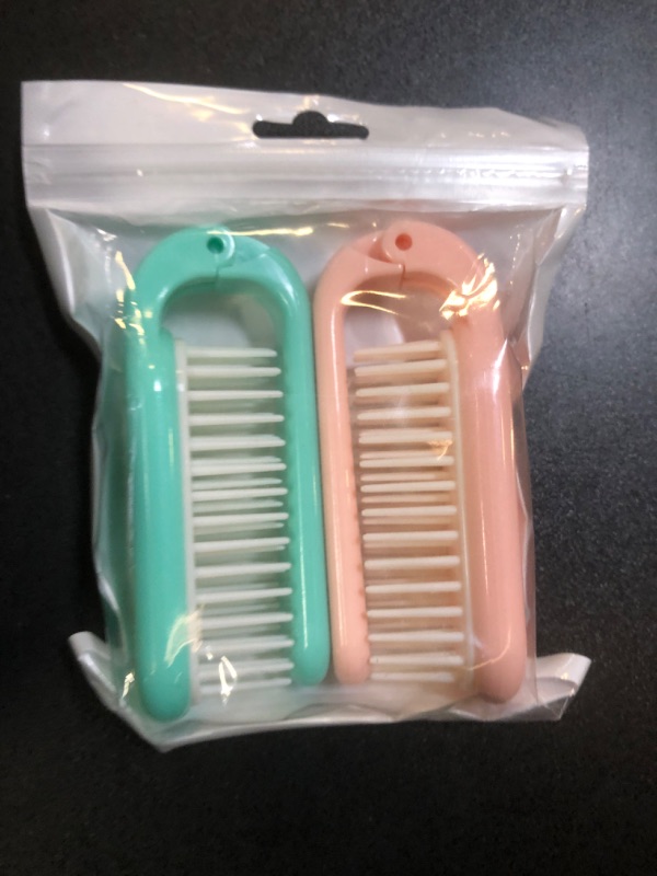 Photo 2 of GOESUP 2 Pack Folding Hair Brush Small Hair Brush for Purse Hair Combs for Travel (Green,Pink)