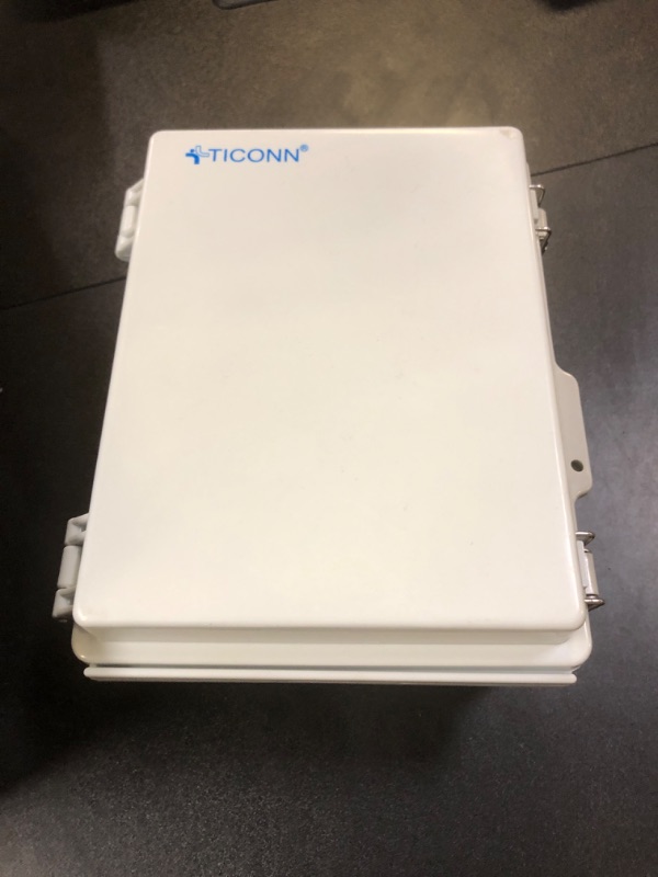 Photo 2 of TICONN Waterproof Electrical Junction Box IP67 ABS Plastic Enclosure with Hinged Cover with Mounting Plate, Wall Brackets, Cable Glands (Off-white, 8.7"x6.7"x4.3")