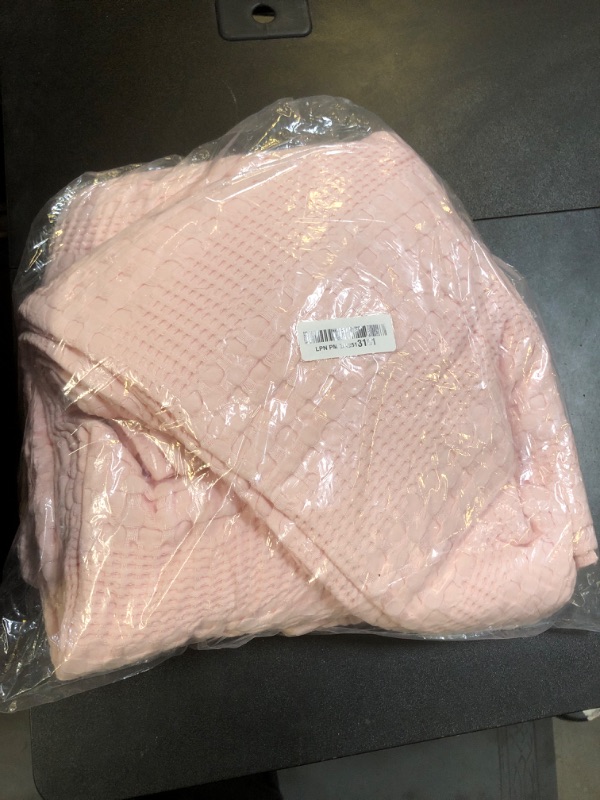 Photo 2 of PHF Cooling Waffle Blanket Queen Size, Lightweight 60% Rayon Derived from Bamboo & 40% Cotton Breathable Blanket for Hot Sleepers, Soft and Luxury for Bed Couch and Sofa, 90"x90", Pink